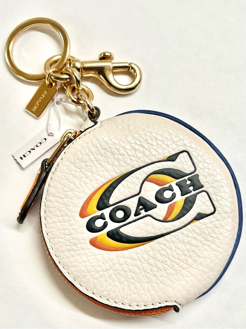 Coach Round Coin Pouch Key Fob Bag Charm NWT